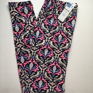 Pink and Blue Damask leggings Large